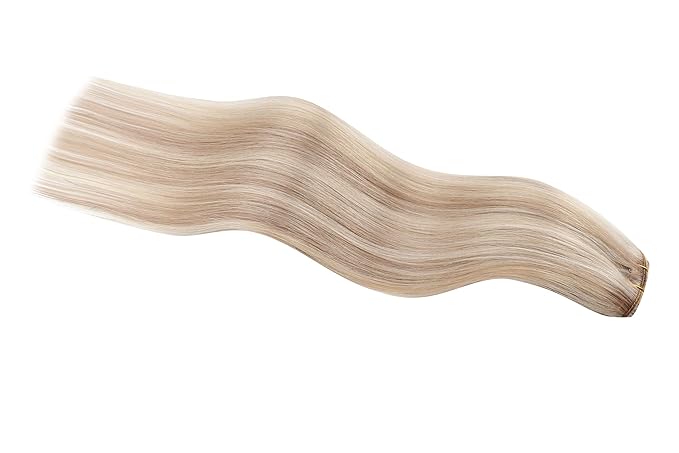 Full Shine Clip in Hair Extensions Ash Blonde Highlights 16 Inch 3 Pcs 60 G Lightweight Clip in Hair Extensions for Thin Hair