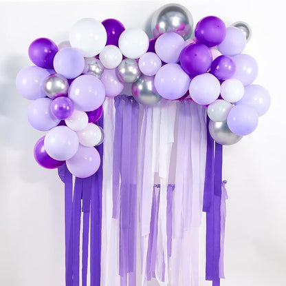 PartyWoo Purple Lavender Light Silver Crepe Paper Streamers 6pcs 492 FT | - Image 2