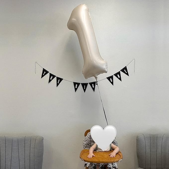 40 Inch Beige Number Balloon 1, Large Cream Number Foil Mylar Balloons - Image 3
