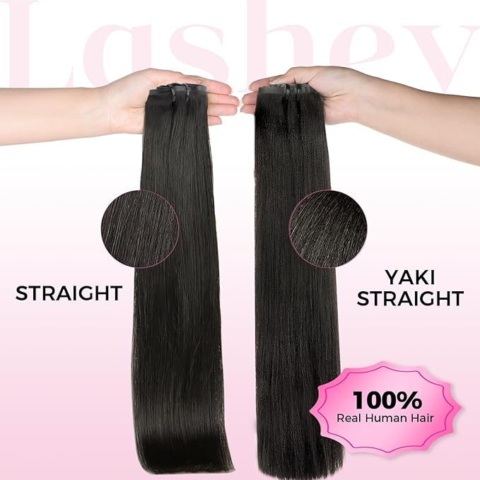 Lashey Seamless Clip in Hair Extensions Human Hair 120g 7pcs Straight Thick Remy Human Clip in Hair Extensions with Full End 18 Inch Natural Black