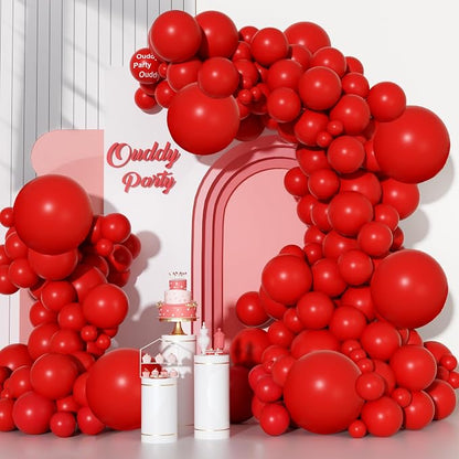 Ouddy Party 129Pcs Red Balloons Different Sizes 18 12 10 5 Inch, Latex Balloon by OuddyParty