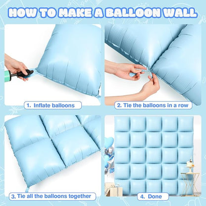 NISOCY 25PCS Pastel Blue Square Foil Balloons Wall Backdrop | Double Sided - Image 4