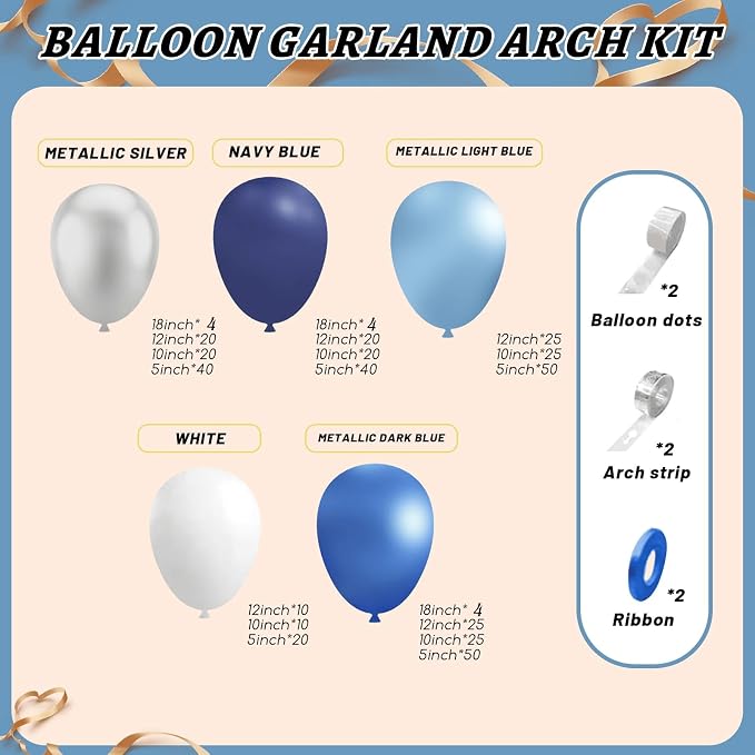 412Pcs Blue Balloon Arch Kit, 5 10 12 18 inch Blue Balloon Garland - Image 2