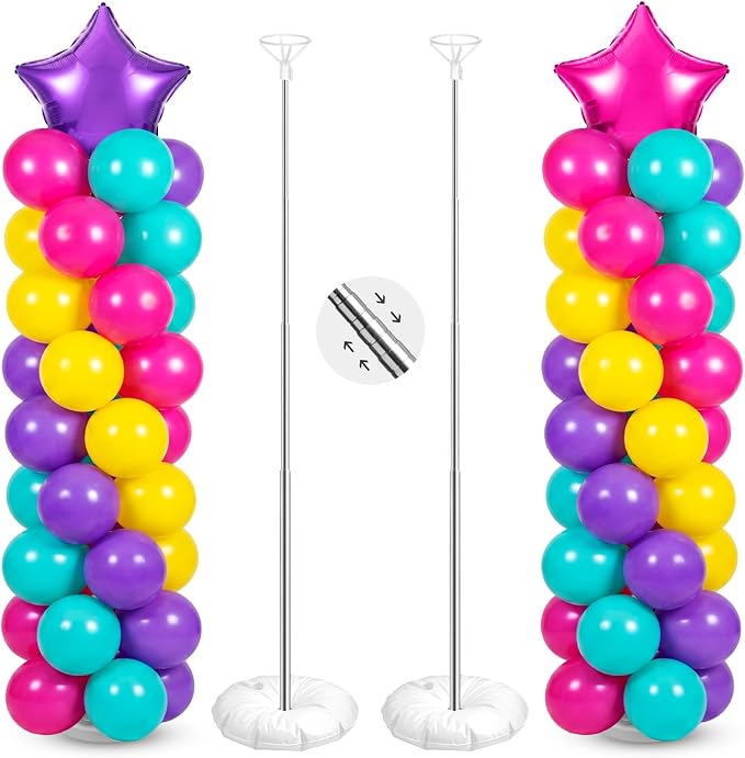 Jenaai 2 Set 163 Pcs Dollhouse Birthday Party Balloon Column Stand Kit | Purple by Jenaai