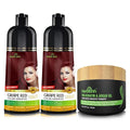 Herbishh Ultimate Hair Color Kit (2 Pcs Grape Red + 1 Argan Mask) for Grey Hair - Permanent, Long-Lasting, Easy-to-Apply Color Shampoo for Men and Women