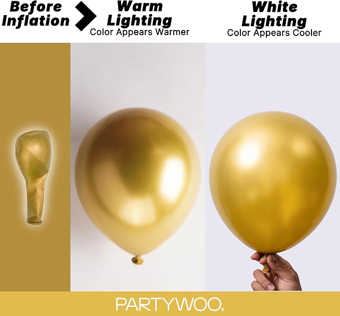 PartyWoo Gold Balloons 101pcs Gold Latex Helium Balloons 12 Inch | Birthday - Image 3
