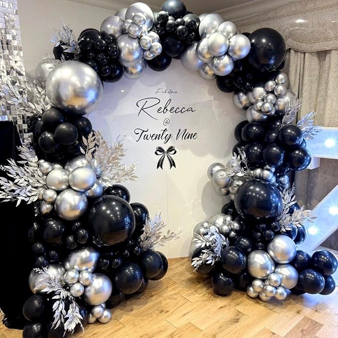 Black and Silver Balloons Arch Kit - Image 6
