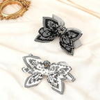2Pcs Bow Claw Clips Boho Bandana Hair Bow Butterfly Styling Large Hair Clips for Women Large Claw Clips for Thick Hair (White+Black)