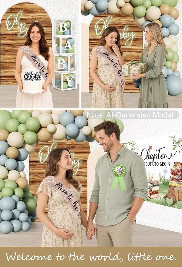 297PCS Cocomigo Green A New Chapter Begins Baby Shower Kit, 25 Guests | - Image 7