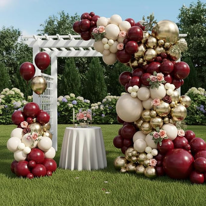 Burgundy Balloon Arch Garland Kit 163pcs, Burgundy Maroon Sand White Metallic - Image 5