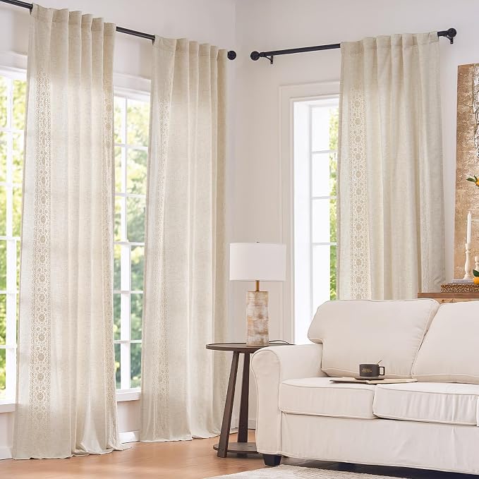 jinchan Floral Linen Curtains - Image 2
