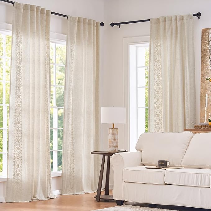 jinchan Floral Linen Curtains - Image 2