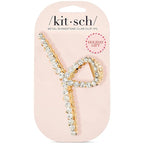 Kitsch Gold Loop-Shaped Hair Clip for Women with Rhinestones - Durable Metal, Strong Hold, & Elegant | Gold Hair Accessories | Ideal Gifts for Women - 1pc
