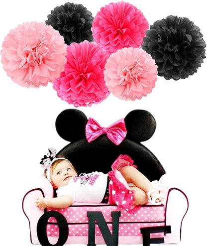 Hot-Pink Black Party-Decorations Paper Flower Streamers - Image 6