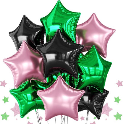 Pink Green Black Star Foil Balloon, 18 Inch Large Metallic Stars Balloons by BIAPIAN