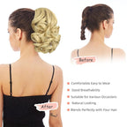 Ponytail Extension, Clip on Ponytails for Women, 9" Claw Clip in Short Curly Wavy Pony Hair Extension for Women - Light Honey Blonde