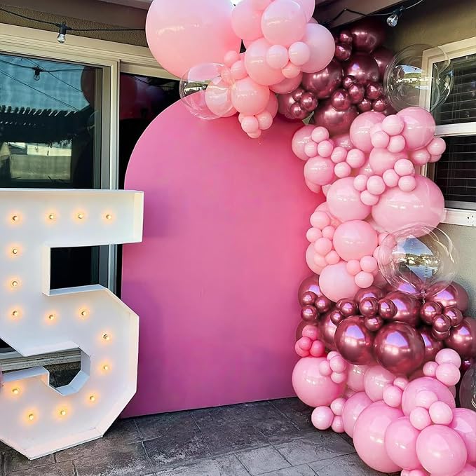 Pink Balloons Set, 12 Inch Pastel Baby Light Metallic Hot Pink Confetti Latex - Image 5