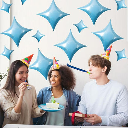 TONIFUL 30 Pcs Four Pointed Star Balloon 26In&10In Light Blue Foil Balloon | - Image 6