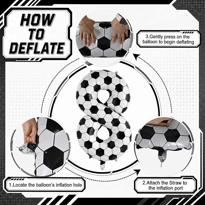 Soccer 8 Balloon Number, 40 Inch Soccer Number 8 Foil Balloon - Image 9