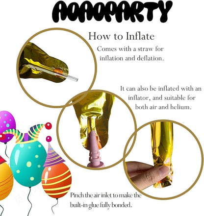 Gold Happy Birthday Balloons Banner 16 Inch Mylar Foil | Happy Birthday Letters - Image 5