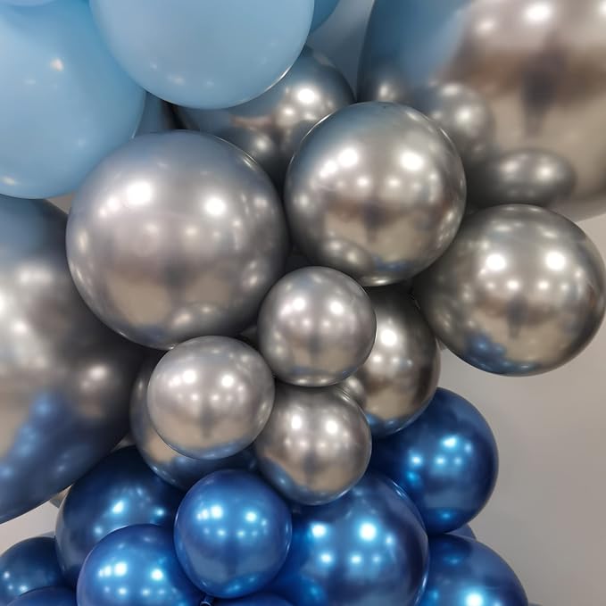 Silver Blue Balloon Garland 127 Pcs 18In 12In 10In 5In Confetti Latex Balloons - Image 6