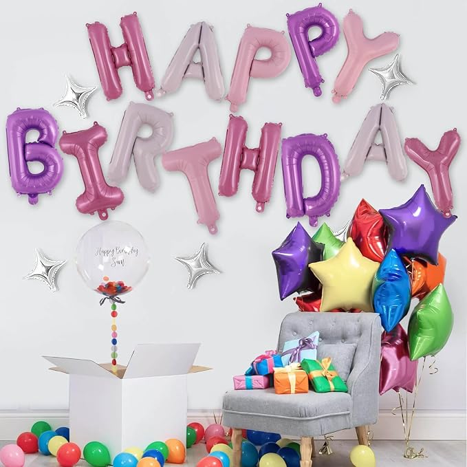 Happy Birthday Balloons Banner, Foil Balloon Personalized Name Letters Balloons - Image 2