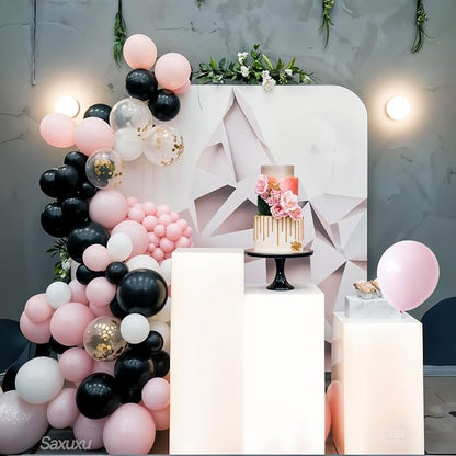 Pink and Black Balloon Arch Kit, Macaron Heart Latex Balloons - Image 4