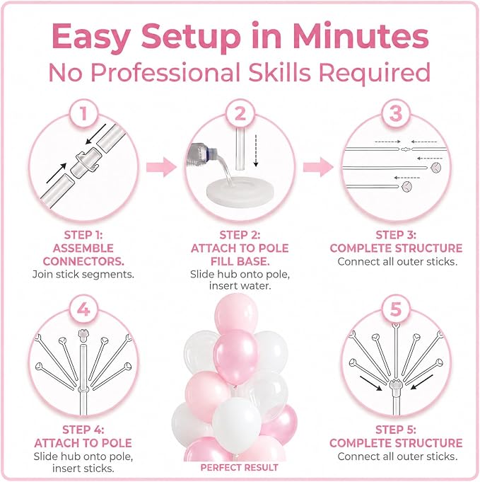 Clear Pastel Pearl Pink Balloon Column Kit - Image 3