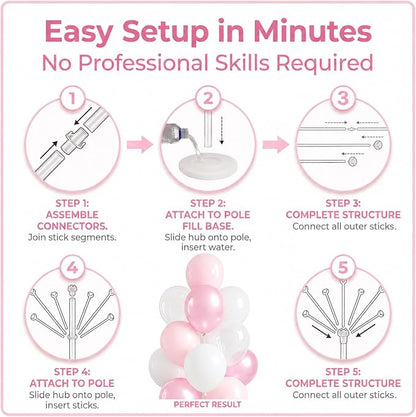 Clear Pastel Pearl Pink Balloon Column Kit - Image 3