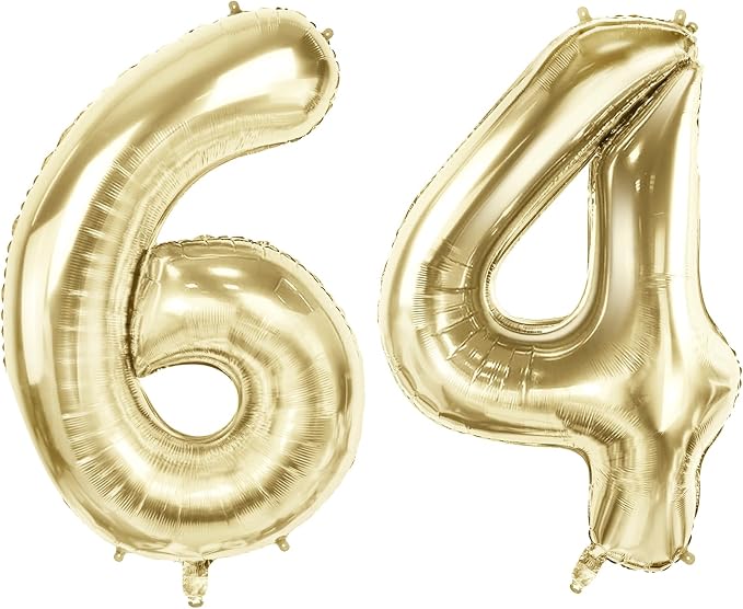 Number 64 Balloons for 64th Birthday Party Decorations, 40 Inch 0-100 by Joycard