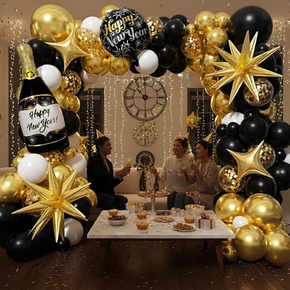 Black and Gold White Balloons Garland Arch Kit - Image 7