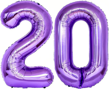 Number 20 Purple Balloons 40 Inch Giant Purple 20 Number Foil Helium Balloons by LHOAVWE