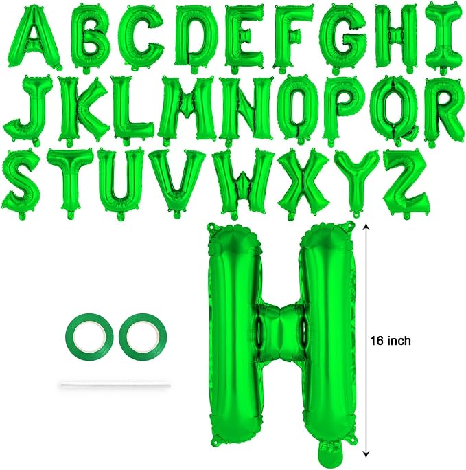 26 Pcs Green Letter Balloons, 16 Inch Foil Alphabet Letter Balloons, Letter A-Z - Image 2