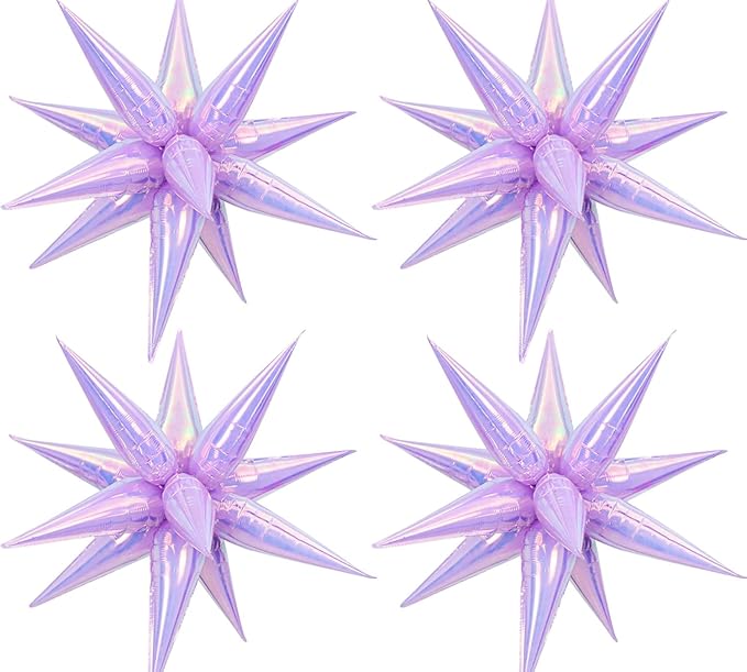 50pcs Iridescent Lilac 26' Water Drop Foil Cone Mylar Balloons Holographic by Enimapod