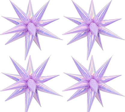 50pcs Iridescent Lilac 26' Water Drop Foil Cone Mylar Balloons Holographic by Enimapod