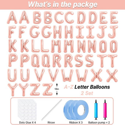 LIOZEOKUN Letter Balloons 16 Inch Alphabet A-Z Mylar Foil Balloons 2 Set - Image 2