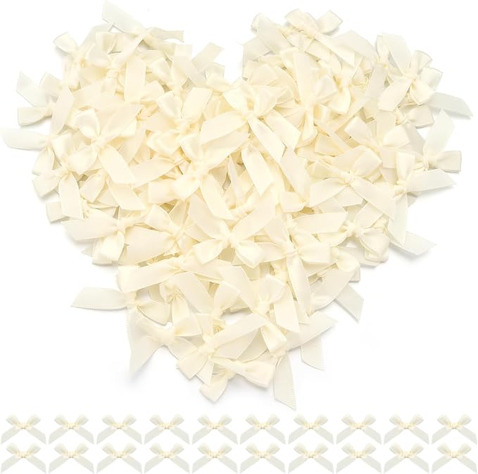 Ivory Mini Bows 1.57" 100PCS Small Satin Ribbon Bows by Loomeshribbonforcrafts%EF%BC%81