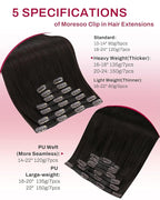 Moresoo Brown Hair Extensions Clip ins Real Human Hair Double Weft Clip on Hair Extensions Human Hair Dark Brown Inivisible Thick Brown #2 7pcs/150g 22inch