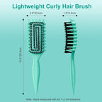 Curly Hair Brush, Curl Defining Brush with Soft Boar Bristles Detangling Tangled Glides, Wide-Teeth Design Effortlessly Shaping & Defining Curls, Curling Definer for Wet & Dry Hair (Green)