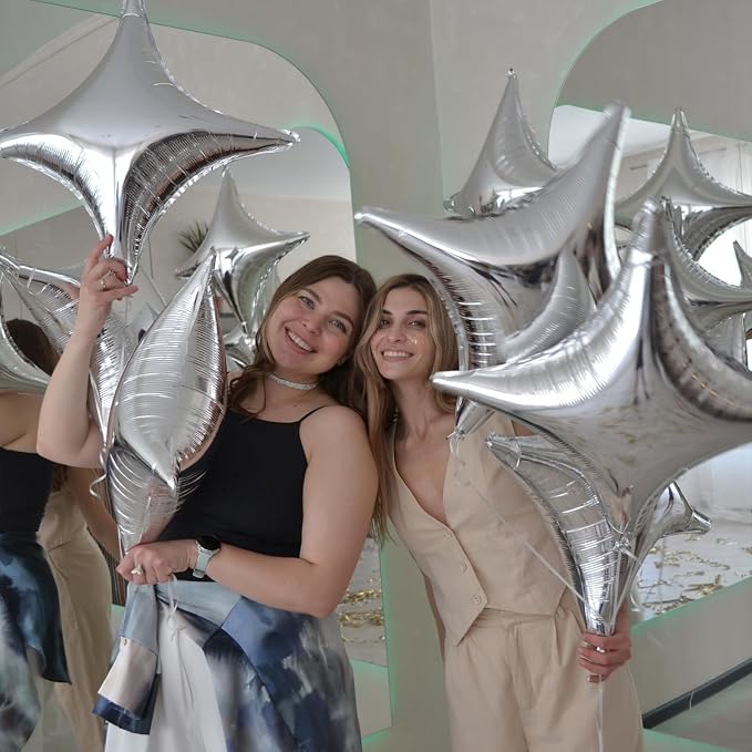 Silver Star Balloons, 26Inch and 10Inch Silver Quadrangle Helium Polyester Film - Image 4