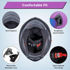 Full Face Motorcycle Helmets for Adult Men Women, DOT Approved Street Bike Racing Helmet Dual Visor Quick Release Buckle, Motorbike ADV Moped Helmet with Extra Clear Visor