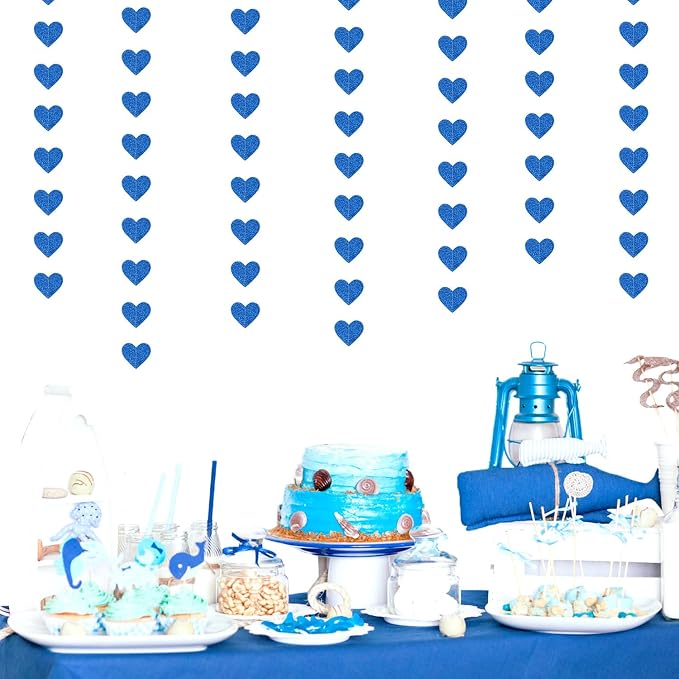 Royal Blue Party-Decoration Heart Garland - 52ft 21st Birthday Bachelorette - Image 7