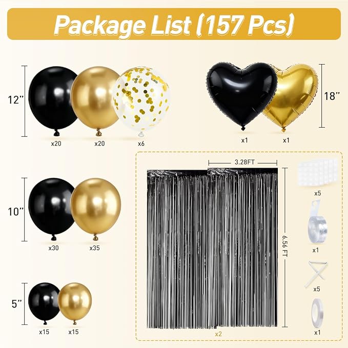 Black and Gold Balloons Garland Arch Kit - Image 2