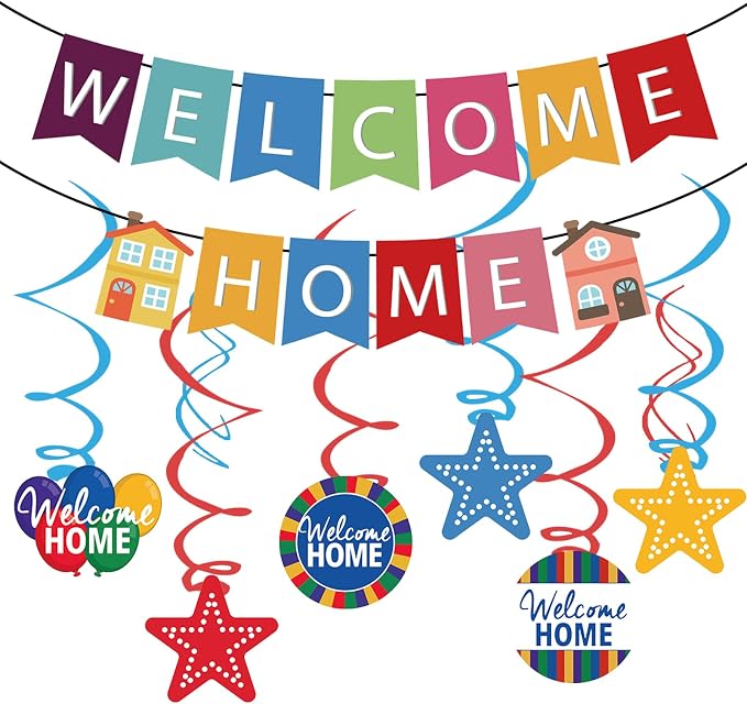 Welcome Home Banner, Colorful Paper Welcome Home Decorations by Rujor