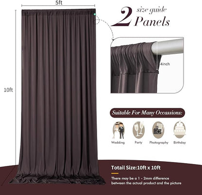 10 ft x 10 ft Wrinkle Free Brown Backdrop Curtain - Image 7