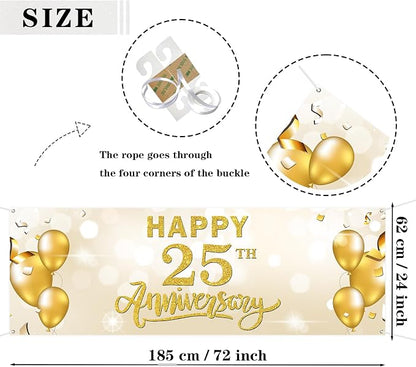 Large Happy 25th Anniversary Banner Twenty-one Themed Garden Backdrop Banner - Image 2