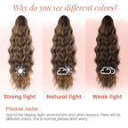 Claw Clip Ponytail Extension 18 Inch Curly Wavy Ponytail Extension Jaw Clip on Pony Tails Hairpiece for Women Fluffy Natural Synthetic for Daily Use (Dark Brown with Auburn Blonde)