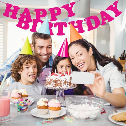 Pink Happy Birthday Banner Sign Happy Birthday Bunting Banner Flag Garland - Image 5