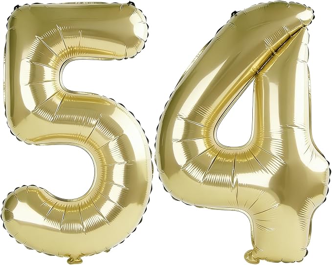 40 Inch Number 54 Balloons for 54th Birthday Party Decorations, 0-100 Champagne by FOBELEC