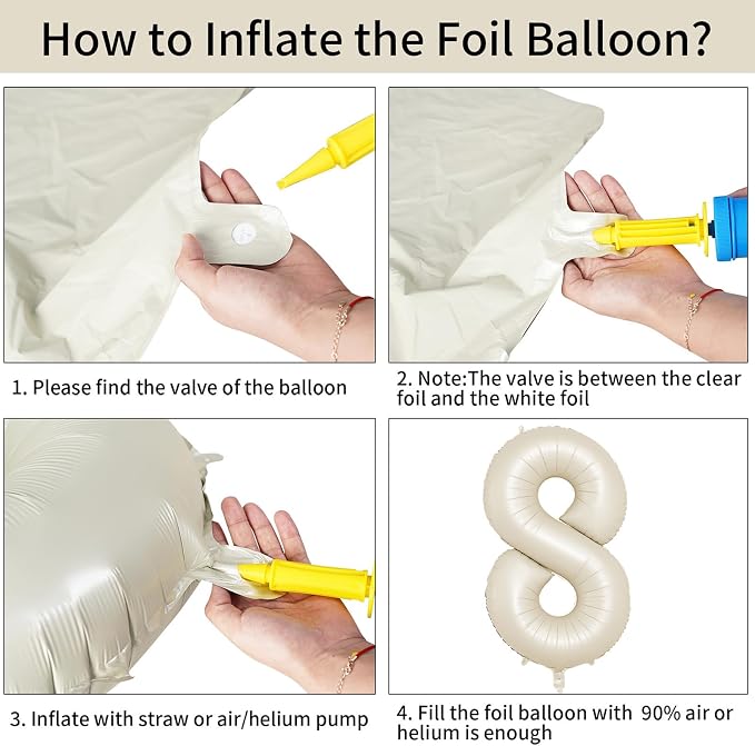 40 Inch Cream Number 8 Balloon, Digital 8 Cream White Giant 8 Foil Balloon - Image 8